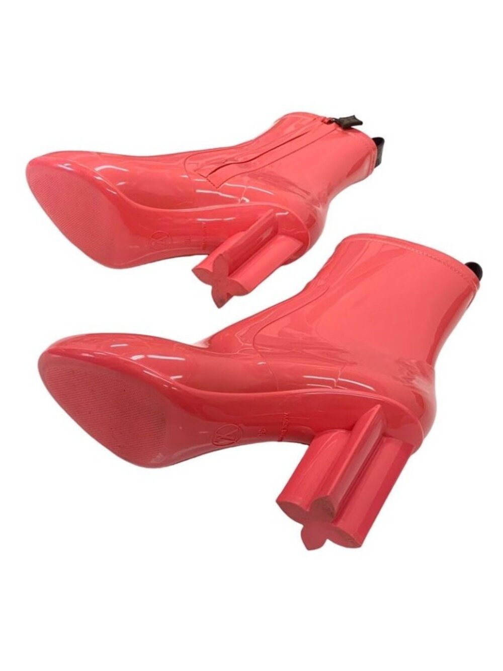 Louis Vuitton Boots Short Rain Silhouette Line Monogram Rubber Pink - Picture 6 of 10